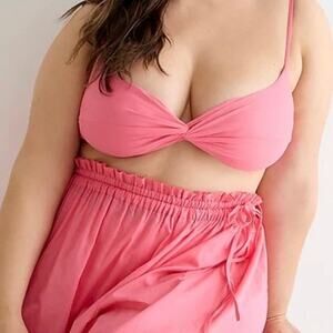 NWT J Crew pink twist front bikini top